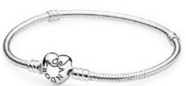 Pandora Moments Collection Mod. Heart Clasp Snake Chain Bracelet - Size 19 - $97.44