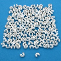144 Real Silver Plated Crimp Bead Covers for Beading 3mm - £13.50 GBP