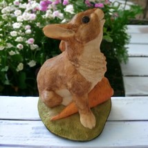 Bunny Rabbit Figure Vintage England Scratching Ear Handpainted Easter Carrot - £19.45 GBP
