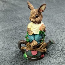 Vintage bunny Eating A Carrot Sitting on top of Watering Can trinket box Easter - £18.37 GBP