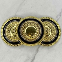 Vintage Gold Tone and Black Medallion Cinch Belt Buckle - £13.32 GBP