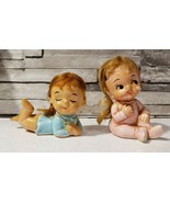 Vintage Napco Baby Toddler Figurine Set Pajamas C-7588 National Potteries - £13.71 GBP
