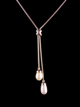 Vintage sterling bolo necklace - love kisses - Flapper Pearl drops  wedding gift - £74.31 GBP