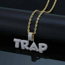 Trapstar Iced Pendant Chain Necklace Bling Dog Tag Icy Shine Rapper Trap - £23.97 GBP