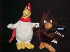 8" Foghorn Leghorn and Henry Hawk Bean Bag Plush Toys Tags Warner Bros 1999  - $24.74