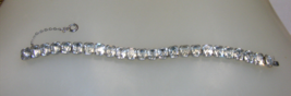 Vinatge Prong Set Rhinestone Silver Tennis Bracelet Safety Chain - $763.91 MXN