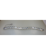Vinatge Prong Set Rhinestone Silver Tennis Bracelet Safety Chain - €35,09 EUR