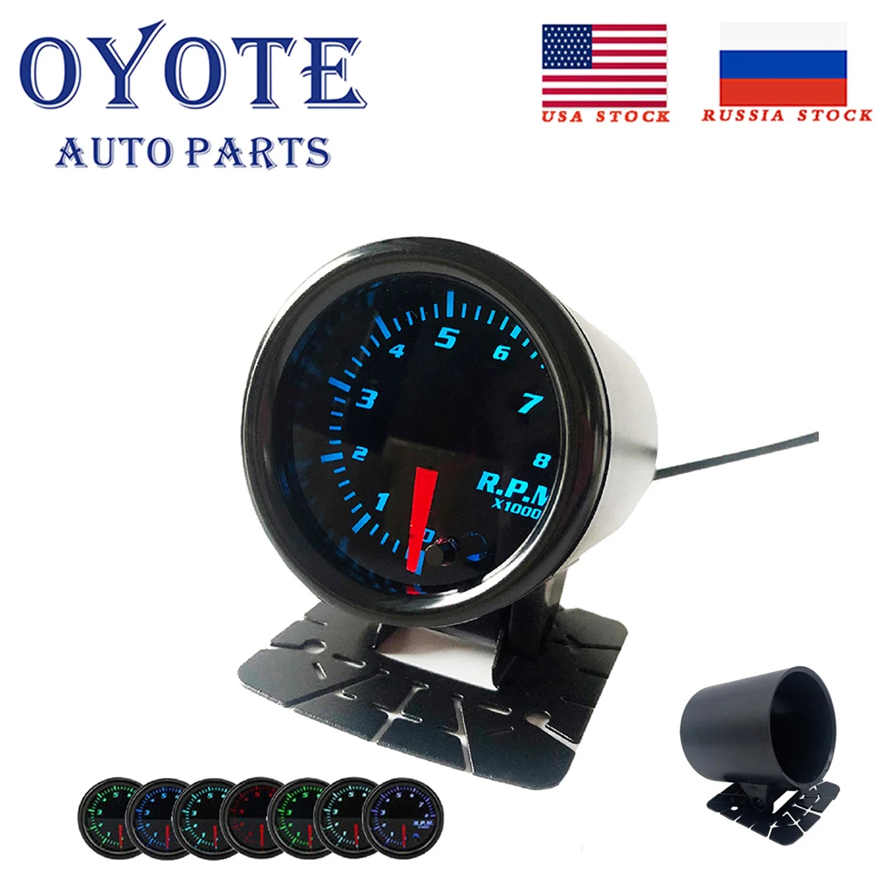 OYOTE Universal 2&quot; 52mm Tacho Gauge and 7 Color LED Car Pointer Tachometer - £23.35 GBP+