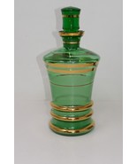 Green Glass with Gold Trim Bottle Decanter - £25.47 GBP