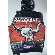 Jean Michel Basquiat x Members Only Hoodie Mens Medium Y2K Hoodie AOP Rare - $59.39