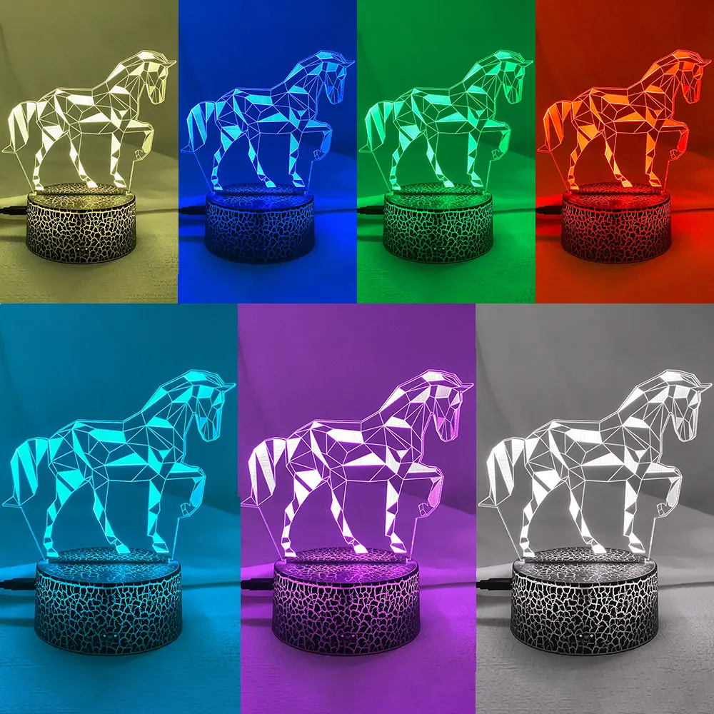 D kid night light creative dining table bedside lamp romantic horse light lamp children thumb200