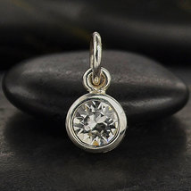 Sterling Silver Crystal Birthstone Charm - April 11x5mm - $257.73 MXN