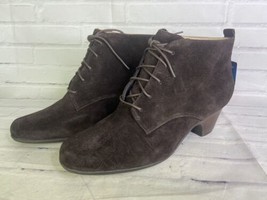 Clarks Leyden Bell Brown Suede Leather Witch Lace Up Boots Bootie Womens... - $69.29