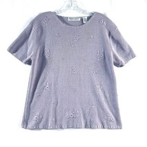 Carolyn Taylor Sweater Women’s Medium Lavender Short Sleeve Bead Embelli... - £9.86 GBP