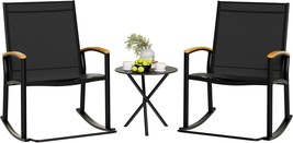 Shintenchi 3 Piece Outdoor Rocking Bistro Set, Textilene Fabric Small, B... - $126.99