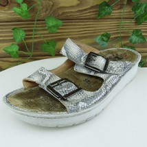 Mephisto Women Slide Shoes  Gray Leather Buckle Size 37 Medium (B, M) - £17.40 GBP