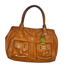 RALPH LAUREN LRL Gorgeous Large Cognac Leather Bag Front Pockets &amp; Gold ... - £56.85 GBP