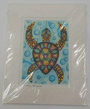 Holly Kitaura Fine Art Print Colorful Sea Turtle 8X10 Matted 8X5.5 Signedpicture - £15.65 GBP