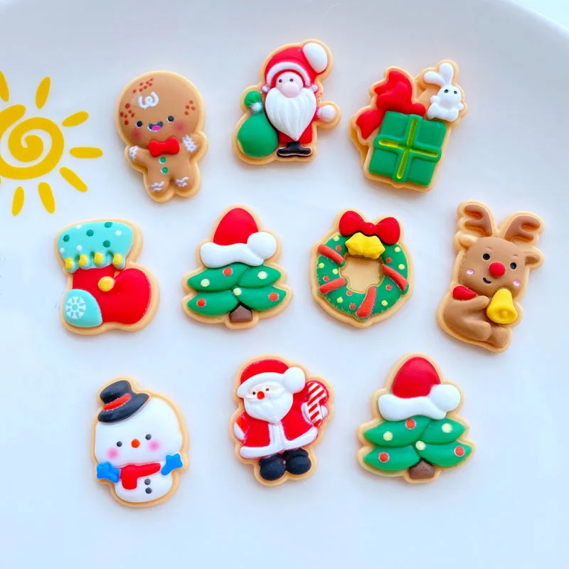 10Pcs New Cute Mini Christmas Collection Series Resin Flatback Cabochon - £7.51 GBP