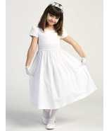 Girls White First Communion Dress w/ Smocked cotton (108) - $3,194.03 MXN