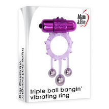 Adam &amp; Eve Triple Ball Bangin&#39; Vibrating Cockring Purple - £26.06 GBP