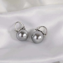 Gray Pearl Drop Dangle Earrings for Women - £9.66 GBP