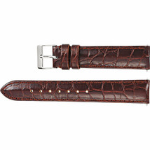 Men&#39;s 18mm Regular Brown Leather Alligator Grain Padded Watch Strap Band - $37.19