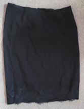 Women's Sunny Leigh Skirt Size 10 Solid Black Lace Bottom Zipper Side Knee - $14.99