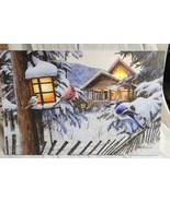 Kevin Daniel Lighted Canvas Art Print Cabin Birds Snow Scene 24x16 Works - £27.52 GBP