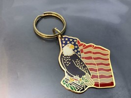 Vintage American Flag Keyring Bald Eagle Keychain Usa Ancien Porte-Clés Aigle - £8.59 GBP