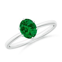 ANGARA Lab-Grown Ct 0.66 Oval Emerald Solitaire Engagement Ring in 14K Gold - £623.11 GBP