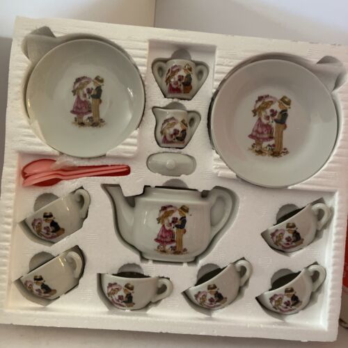 Vintage Sears The Sunny Bunch China Tea Set - 28 Pieces, Pink Spoons - $28.50