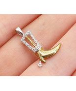 925 Sterling Silver - Topaz Shiny Two Tone Cowboy Boot Motif Pendant - P... - $447.14 MXN