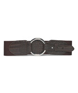RALPH LAUREN Brown Stretch Mock Croc Faux Leather O Ring Wide Belt L - $39.99