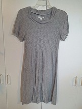 BANANA REPUBLIC LADIES SS GRAY KNIT SMOCKED/RIBBED DRESS-M-COTTON BLEND ... - $8.59