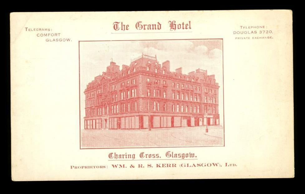 Vintage Postcard Grand Hotel Charing Cross Glasgow Scotland Advertising ... - $10.88