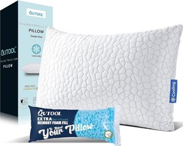 Shredded Memory Foam Pillows for Sleeping Cooling Bamboo Pillow with Adjustable  - £55.79 GBP
