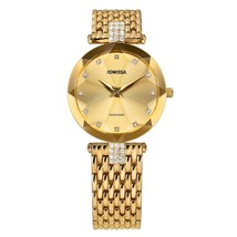 FACET STRASS Brilliant-Cut Gold Plated Swiss Quartz Watch 15mm Band Gold... - $569.99