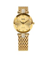 FACET STRASS Brilliant-Cut Gold Plated Swiss Quartz Watch 15mm Band Gold... - $782.03 CAD