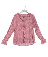 Bit &amp; Bridle Women&#39;s XL Blouse, Pink Liberty Floral Country Western Ruffle - $25.00