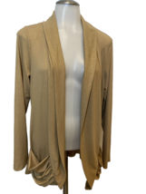 NWT Josephine Studio Petite Gold Metallic Open Long Sleeve Knit Cardigan Sz PXS - $23.74