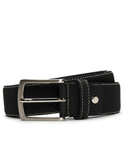 Fashion casual belt on vegan leather perforated with square buckle &amp; tapered tip - £34.17 GBP