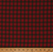 Cotton Sevenberry Classic Plaid Red Black Yellow Fabric Print by Yard D152.24 - £8.73 GBP