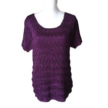 Jaclyn Smith Textured Stretch Casual Top Womens XXL Short Sleeve Blouse Purple - £9.16 GBP