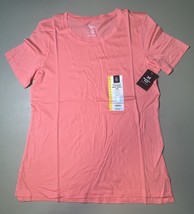 Members Mark Ladies Essential Crewneck SS Tee Size M - Peach Pucker - $11.88