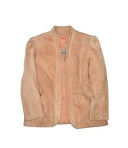 Vintage Winlit Suede Leather Jacket Womens S Brown Open Front Listeff Blazer - £30.52 GBP