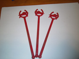Three (3) Livery Barn Bar Red Swizzle Sticks Drink Stirrers SPIR-IT USA Plastic - £5.75 GBP