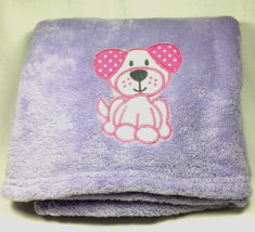 Zak &amp; Zoey Purple Pink Polka Dot DOG Baby Blanket Lavender 30x37 Inch - £11.24 GBP