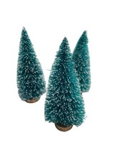 Christmas Village Accessory Sisal Green Flocked Evergreen Trees 4 inch Lot of 3 - £10.73 GBP
