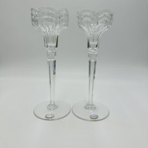 Rogaska Crystal Scalloped Wave Tall Candlestick Holders 10 1/2in Clear V... - $31.50